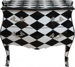 4251287746006 - Barock Kommode Karo Schwarz Weià 104 cm - Handgefertigt aus Massivholz 4251287746006 - Barock Kommode Karo Schwarz Weià 104 cm - Handgefertigt aus Massivholz