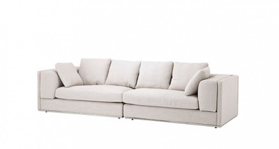 4251287746136 - Luxus Sofa Panama Natural mit poliertem Stahl Sockel - Luxus MÃ¶bel