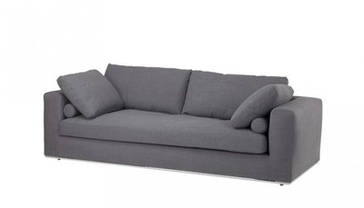 4251287746150 - Luxus Sofa Dunkelgrau mit poliertem Stahl Sockel - Luxus Kollektion