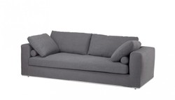 4251287746150 - Luxus Sofa Dunkelgrau mit poliertem Stahl Sockel - Luxus Kollektion