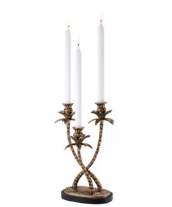 4251287746273 - Luxus Messing Kerzenhalter Palmen  3-armig - Luxus Hoteleinrichtung Kerzenleuchter Palme