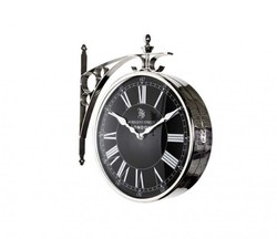 4251287746600 - Luxus Doppelseitige Bahnhofsuhr Nickel Finish 29 x 8 x H 39 cm - Luxus Wanduhr