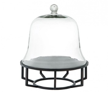 4251287746624 - Luxus Art Deco Kuchenglocke Bronze mit schwarzem Granit und Glasdeckel - Kuchen StÃ¤nder