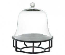 4251287746624 - Luxus Art Deco Kuchenglocke Bronze mit schwarzem Granit und Glasdeckel - Kuchen StÃ¤nder