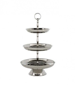 4251287746655 - Designer Shine Etagere 3-Stufig Nickel Finish - Servierschale - Deko Schale