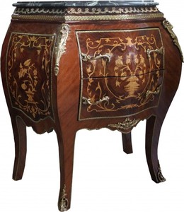 4251287746839 - Barock Kommode Mahagoni Braun Intarsien mit Marmorplatte B 73 cm H 78 cm - Barock Kommode - Limited Edition
