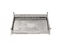 4251287746952 - Luxus Art Deco Messing Tablett Nickel Finish 32 x 225 x H 8 cm - Luxus Hotel Tablett