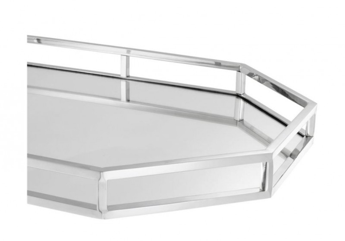 Casa Padrino Luxury Designer Stainless Steel Tray Nickel Finish 60