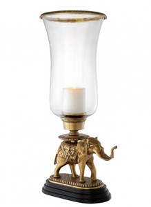 4251287748055 - Luxus Kerzenhalter Elefant Messing Finish mit Granit Sockel - Luxus Hotel Accessoires