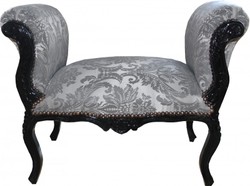 4251287749410 - Barock Schemel Hocker Grau Muster   Schwarz - Sitzbank - Limited Edition