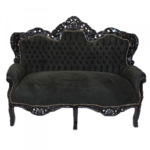 4251287750386 - Barock 2er Sofa Master Schwarz   Schwarz - Wohnzimmer Couch MÃ¶bel Lounge