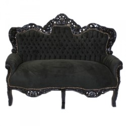 4251287750386 - Barock 2er Sofa Master Schwarz   Schwarz - Wohnzimmer Couch MÃ¶bel Lounge