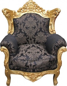 4251287750409 - Barock Sessel Al Capone Schwarz Muster   Gold