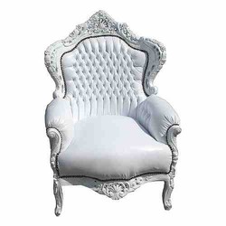 4251287750423 - Barock Sessel King WeiÃ   WeiÃ Lederoptik