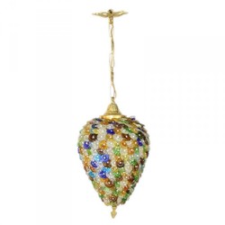 4251287751833 - Barock Decken HÃ¤ngeleuchte Bunt 20 x H 50 cm - Glas Leuchte