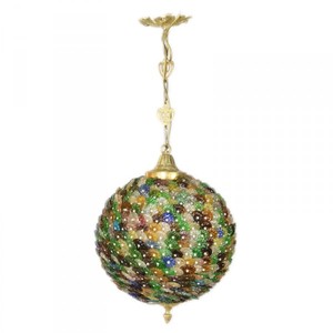 4251287751840 - Barock Decken HÃ¤ngeleuchte Bunt 30 x H 65 cm - Glas Leuchte