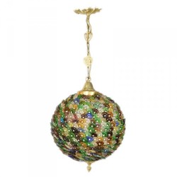 4251287751840 - Barock Decken HÃ¤ngeleuchte Bunt 30 x H 65 cm - Glas Leuchte