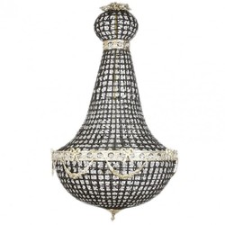 4251287751888 - Luxus Barock Decken HÃ¤ngeleuchte 55 x H 110 cm - Glas   Schwarz   Silber