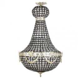 4251287751895 - Luxus Barock Decken HÃ¤ngeleuchte 45 x H 90 cm - Glas   Schwarz   Silber