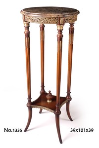 4252006228346 - Barock Beistelltisch mit Marmorplatte 39 x 39 x H 101 cm - Luxus Beistelltisch