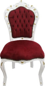 4251287756555 - Barock Esszimmer Stuhl Bordeaux   WeiÃ mit Gold Bemalung - Antik Stil MÃ¶bel