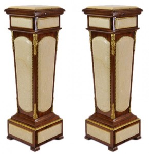 4251287702385 - Barock Säulen Set Mahagoni Creme mit Marmorbesatz (2 Stk) Interior 4251287702385 - Barock Säulen Set Mahagoni Creme mit Marmorbesatz (2 Stk) Interior