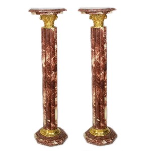 4251287756999 - Barock Marmor SÃ¤ulen Set Rot   Gold - Marmor SÃ¤ule (2 Stk)