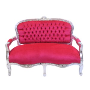 4251287757323 - Barock Kinder Sitzbank Pink   Silber Antik Stil Kinder Sofa