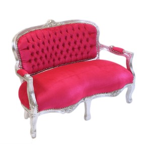 Casa Padrino Baroque child seat bench Pink / silver antique style children's sofa – Bild 2