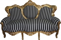 4251287757651 - Barock 3-er Sofa King Schwarz Weiss Streifen Gold - Möbel Barock 4251287757651 - Barock 3-er Sofa King Schwarz Weiss Streifen Gold - Möbel Barock