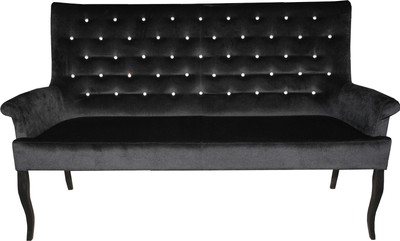4251287757811 - Chesterfield Sitzbank   Sofa mit Bling Bling Glitzersteinen Schwarz B 180 cm H 100 cm T 67 cm - Esszimmer Bank - Limited Edition