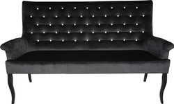 4251287757811 - Chesterfield Sitzbank   Sofa mit Bling Bling Glitzersteinen Schwarz B 180 cm H 100 cm T 67 cm - Esszimmer Bank - Limited Edition