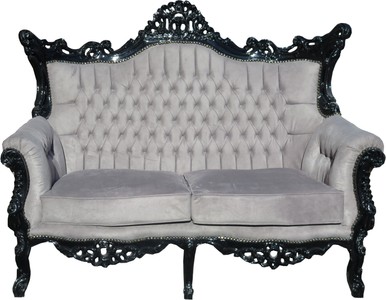 4251287757989 - Barock 2-er Sofa Master Grau   Schwarz - Antik Stil Wohnzimmer MÃ¶bel - Limited Edition