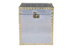 4251287758238 - Luxus Designer Aluminium Beistelltisch   Truhe - Art Deco Vintage Flieger MÃ¶bel - Koffer Truhe