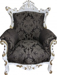 4252006254499 - Barock Sessel Al Capone Schwarz Muster   WeiÃ mit Gold Bemalung -  Antik Stil Wohnzimmer MÃ¶bel - Limited Edition
