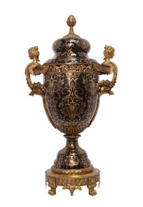 4251287758672 - Barock Porzellan Vase mit 2 Griffen und Deckel - Luxus Hotel Vase