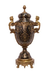 4251287758672 - Barock Porzellan Vase mit 2 Griffen und Deckel - Luxus Hotel Vase