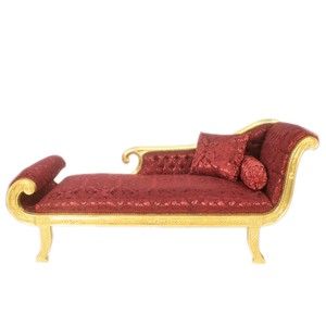 4251287759426 - Barock Chaiselongue Modell XXL Bordeaux Muster   Gold Rechte Seite - Antik Stil - Recamiere Wohnzimmer MÃ¶bel