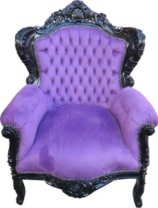 4251287760378 - Barock Sessel King Lila   Schwarz
