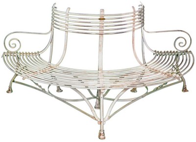 4251287760897 - Schmiedeeisen Gartenbank 19 x 09 x H 09m - Vintage Baumbank