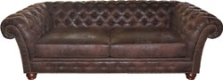 4251287760590 - Limited Edition Designer Chesterfield 3-er Sofa Braun B 226 cm - Club MÃ¶bel