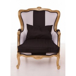 4251287761313 - Luxus Barock Sessel Schwarz   WeiÃ   Gold MÃ¶bel - Luxury Hotel Collection