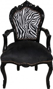 4251287761443 - Casa padrino Barock Esszimmer Stuhl Schwarz   Zebra   Schwarz mit Armlehnen - MÃ¶bel Antik