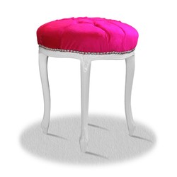 4251287761627 - Barock Sitzhocker WeiÃ Rosa Silber - Barock Rundhocker