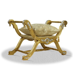 4251287761672 - Barock Sitzhocker Gold Silber - Luxus Kreuzhocker