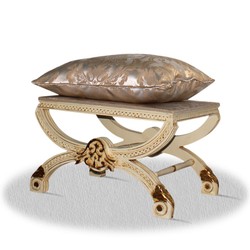4251287761702 - Barock Hocker Creme Gold Silber 60 x 40 x H 50 cm 4251287761702 - Barock Hocker Creme Gold Silber 60 x 40 x H 50 cm