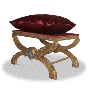 4251287761719 - Barock Hocker Gold Silber Bordeaux Rot 60 x 40 x H 50 cm