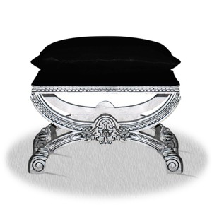 4251287761726 - Barock Hocker Silber Schwarz 60 x 40 x H 50 cm 4251287761726 - Barock Hocker Silber Schwarz 60 x 40 x H 50 cm