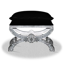 4251287761726 - Barock Hocker Silber Schwarz 60 x 40 x H 50 cm 4251287761726 - Barock Hocker Silber Schwarz 60 x 40 x H 50 cm