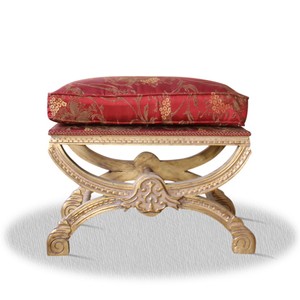 4251287761733 - Barock Hocker Antik Gold Rot - Antik Stil Hocker mit Kissen